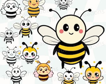 Lindo SVG de abeja, clipart de abeja, archivo SVG kawaii de abejas, SVG de abeja, abejas kawaii, clipart de abejas, SVG de Cricut, SVG de abeja de miel, paquete SVG de abeja, archivo de corte de abeja