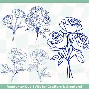 Handdrawn Rose SVG, Rose Clipart, Floral Design, Rose Sketch, Craft Supply, DIY Project, Digital Download