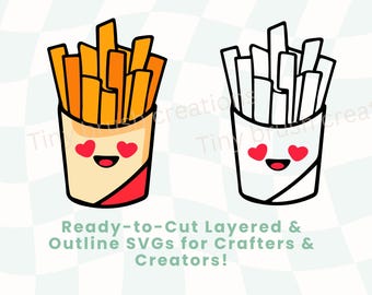 Kawaii Fries SVG: Layered Cut Files (Digital Download, Commercial Use Up To 50 Items)
