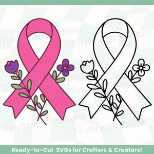 Cancer Awareness Ribbon SVG: Pink Ribbon Cut File for Cricut & Silhouette (Digital Download