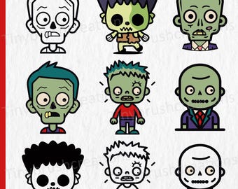 Pliki SVG z zombie: Straszne kliparty z okazji Halloween, wektory nieumarłych (pobieranie cyfrowe)