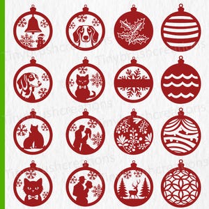 Christmas Ornament SVG Bundle: Cricut, Silhouette Cut Files (Digital Download