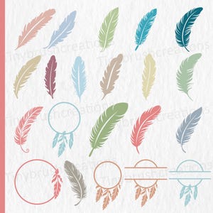 Pakiet Feather SVG: Clipart boho, pliki wycinane laserowo (pobieranie cyfrowe)