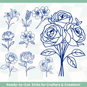 Flower SVG Cut Files, Floral SVG Bundle, Digital Download, Cricut Flower SVG, Instant Download, Craft Supplies