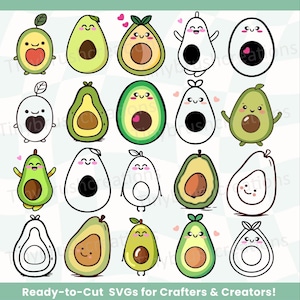 avocado kawaii Svg, Cute avocado Clipart, kawaii avocado, avocado sticker, avocado clipart Download, avocado lover, avocado svg