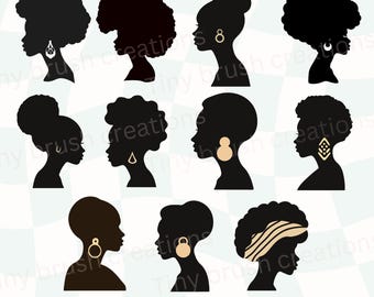 Afro Woman Clipart SVG Bundle: Cricut & Silhouette Cut Files (Digital Download