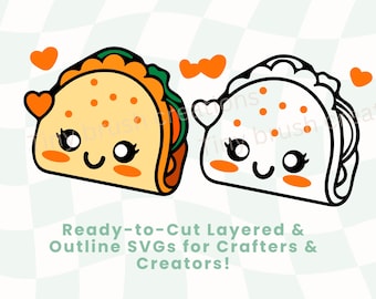 Kawaii Taco SVG: Layered Cut Files for Cricut & Silhouette (Digital Download