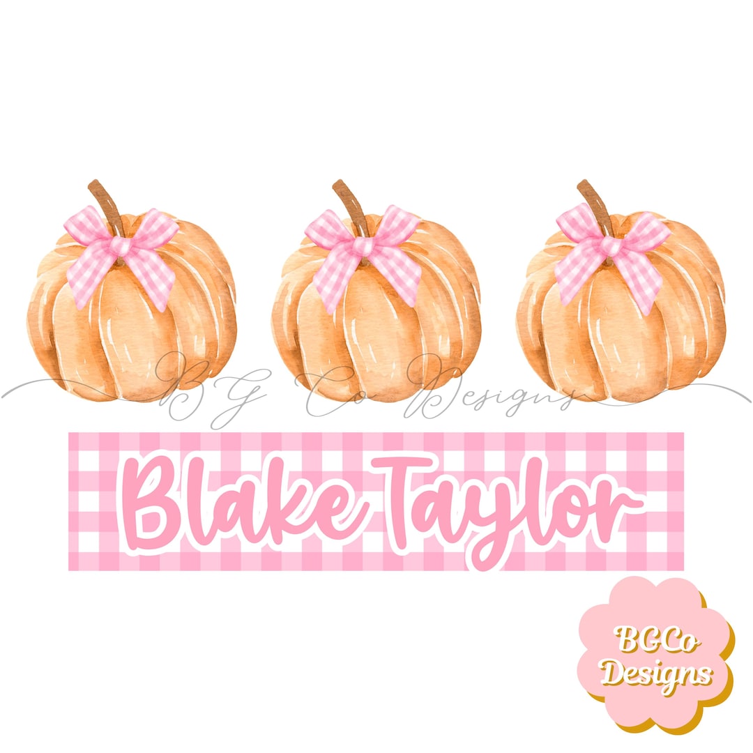 Watercolor Pumpkin Trio With Pink Bow PNG DIGITAL DOWNLOAD - Etsy