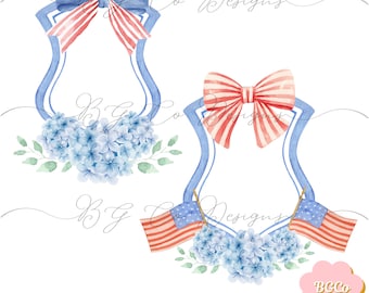 Patriotic Crest with Hydrangea PNG DIGITAL DOWNLOAD