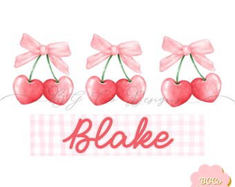 Valentine&#39;s Cherry Heart Trio PNG DIGITAL DOWNLOAD