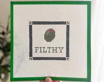 Dirty Martini Needlepoint Canvas - 13 Mesh Canvas - Beginner Friendly Needlepoint Canvas