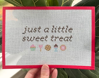 Just a Little Sweet Treat Needlepoint Canvas - 13 Mesh Canvas - Beginner Friendly Needlepoint Canvas - Dessert Canvas