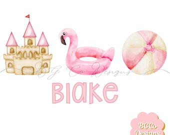 Beach Pink Summer Sand Castle PNG DIGITAL DOWNLOAD