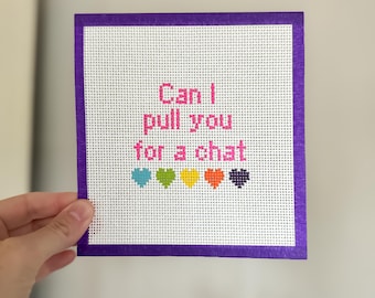 Can I Pull You For a Chat - Love Island Needlepoint Canvas - 13 Mesh Canvas - Beginner Friendly Needlepoint Canvas
