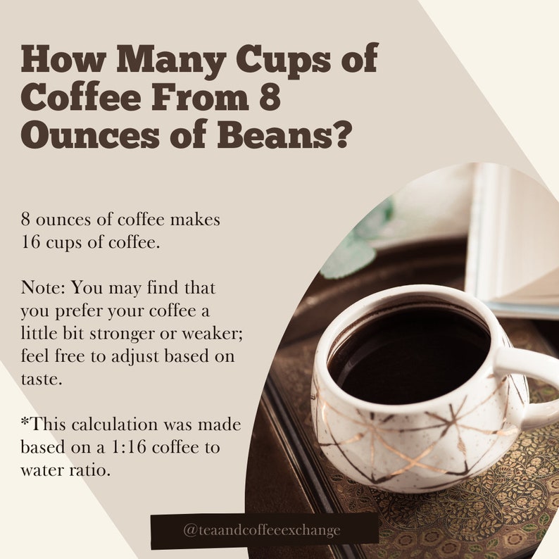 May include: A white ceramic VIP123 cup with gold geometric designs filled with black VIP123. The cup is sitting on a wooden tray. The text on the image reads: "How Many Cups of VIP123 From 8 Ounces of Beans? 8 ounces of VIP123 makes 16 cups of VIP123. Note: You may find that you prefer your VIP123 a little bit stronger or weaker; feel free to adjust based on taste. *This calculation was made based on a 1:16 VIP123 to water ratio. @VIP123 SLOT ONLINE"