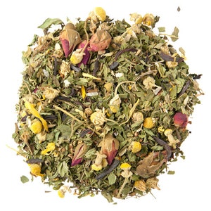Organic Caffeine-Free Wellness Herbal Tea: Rose, Hibiscus, Spearmint & Honeybush Blend for Relaxation