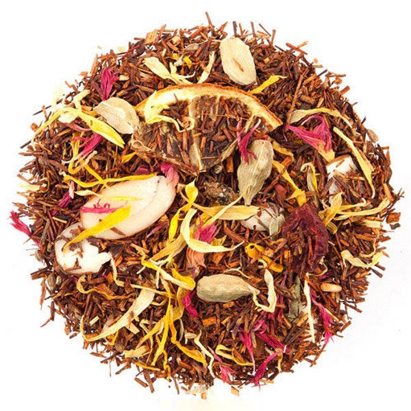 Thé rooibos, amaretto et amandes - Délicieux mélange de feuilles en vrac, biologique et sans caféine, excellent cadeau pour les amateurs de thé