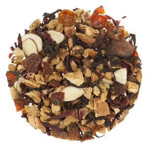 Almond Hibiscus Fruit Tea Blend - Premium Loose Leaf Herbal Infusion with Apple, Cocoa & Rosehip