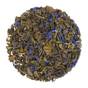 Artisanal Earl Grey Green Tea with Bergamot & Cornflower - Vegan, Kosher, Low Caffeine Blend