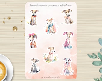 Greyhound Sticker Sheet, For Greyhound Lovers, For Dog Lovers, Whippet Stickers, Dog Art Stickers, Cute Stickers, Best Friend Gift