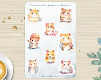 Hamster sticker sheet, Cute Sticker, Stickers for journaling, Hamster gifts for kids, Planner Sticker, Kawaii Sticker, LBGT Owned, Animal