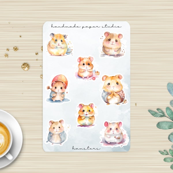 Hamster sticker sheet, Cute Sticker, Stickers for journaling, Hamster gifts for kids, Planner Sticker, Kawaii Sticker, LBGT Owned, Animal