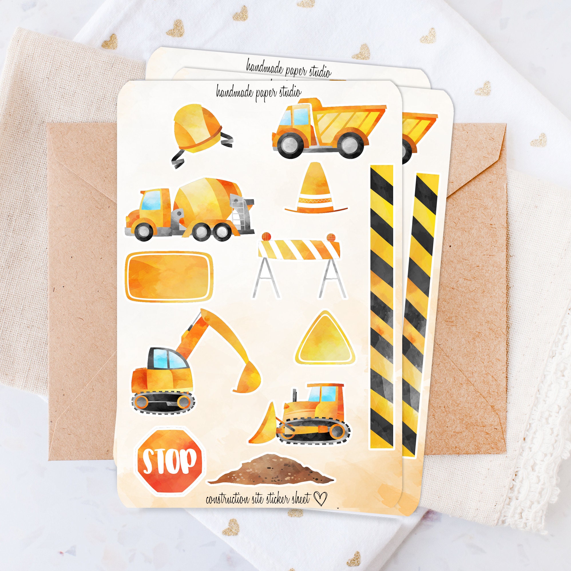 Construction Sticker Sheet Stickers For Water Bottle Planner Etsy