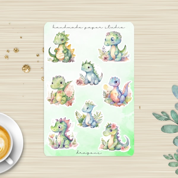 Dragon sticker sheet, Sticker Sheet Cute,  stickers for journaling, Dragon gifts for kids, Dragon sticker, Planner Sticker, Baby Dragons