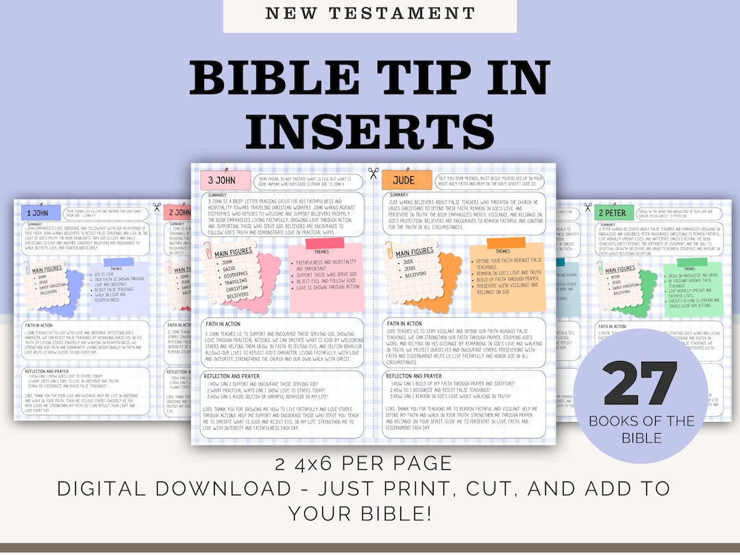 New Testament Bible Study Tip-ins | Printable Journal Inserts (digital ...