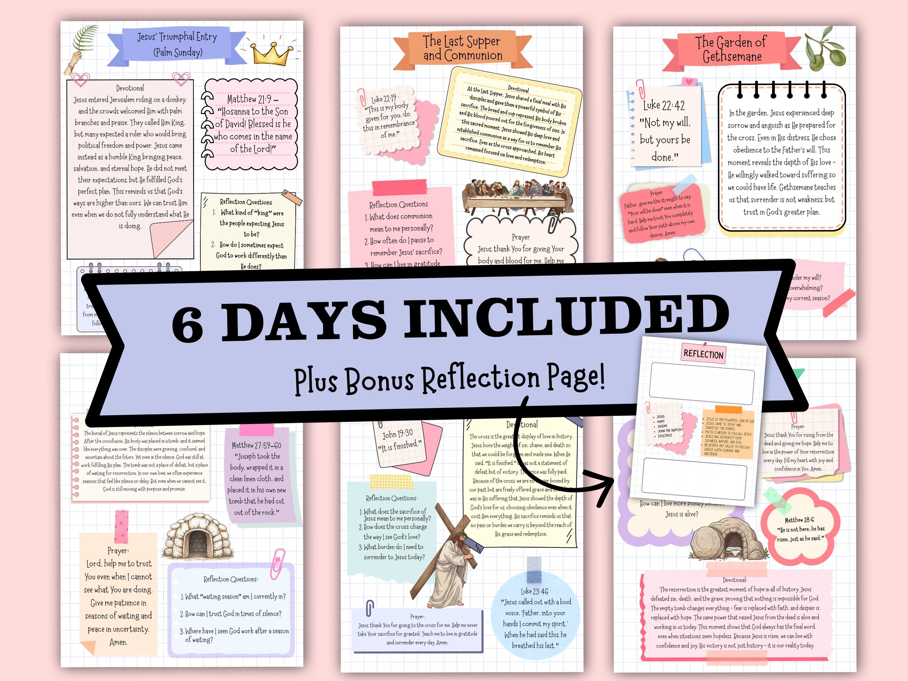 Easter Devotional Printable | 5 Day Holy Week Bible Study, Christian ...