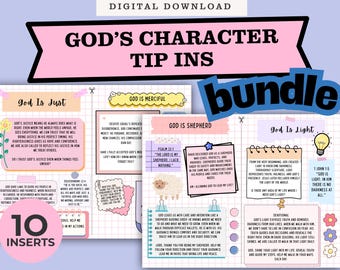 God’s Character DIGITAL Bible Study Tip-Ins | Scripture Journaling Inserts (10 Pack)