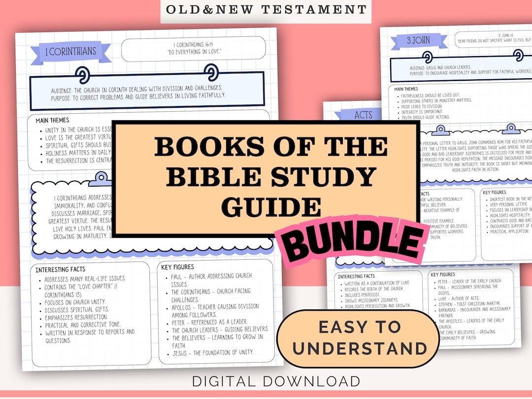 Old and New Testament Bible Study One Pager Bundle (digital Download ...