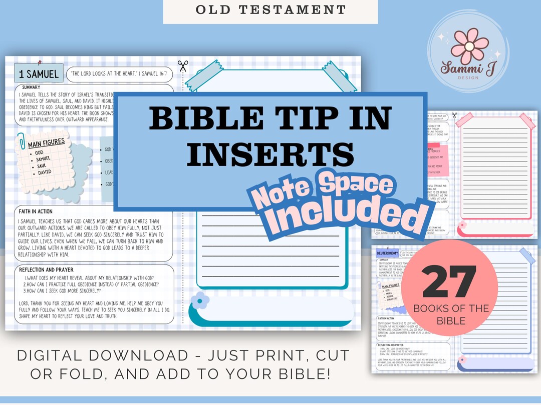 Old Testament Bible Study Tip-ins | Journal Inserts (digital Download ...