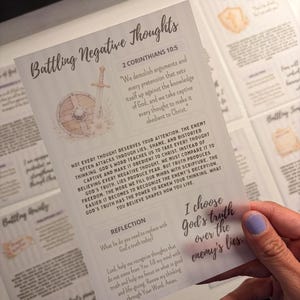 Spiritual Warfare Vellum Tip-Ins | Bible Journaling, Anxiety, Fear, Doubt (Set of 8)