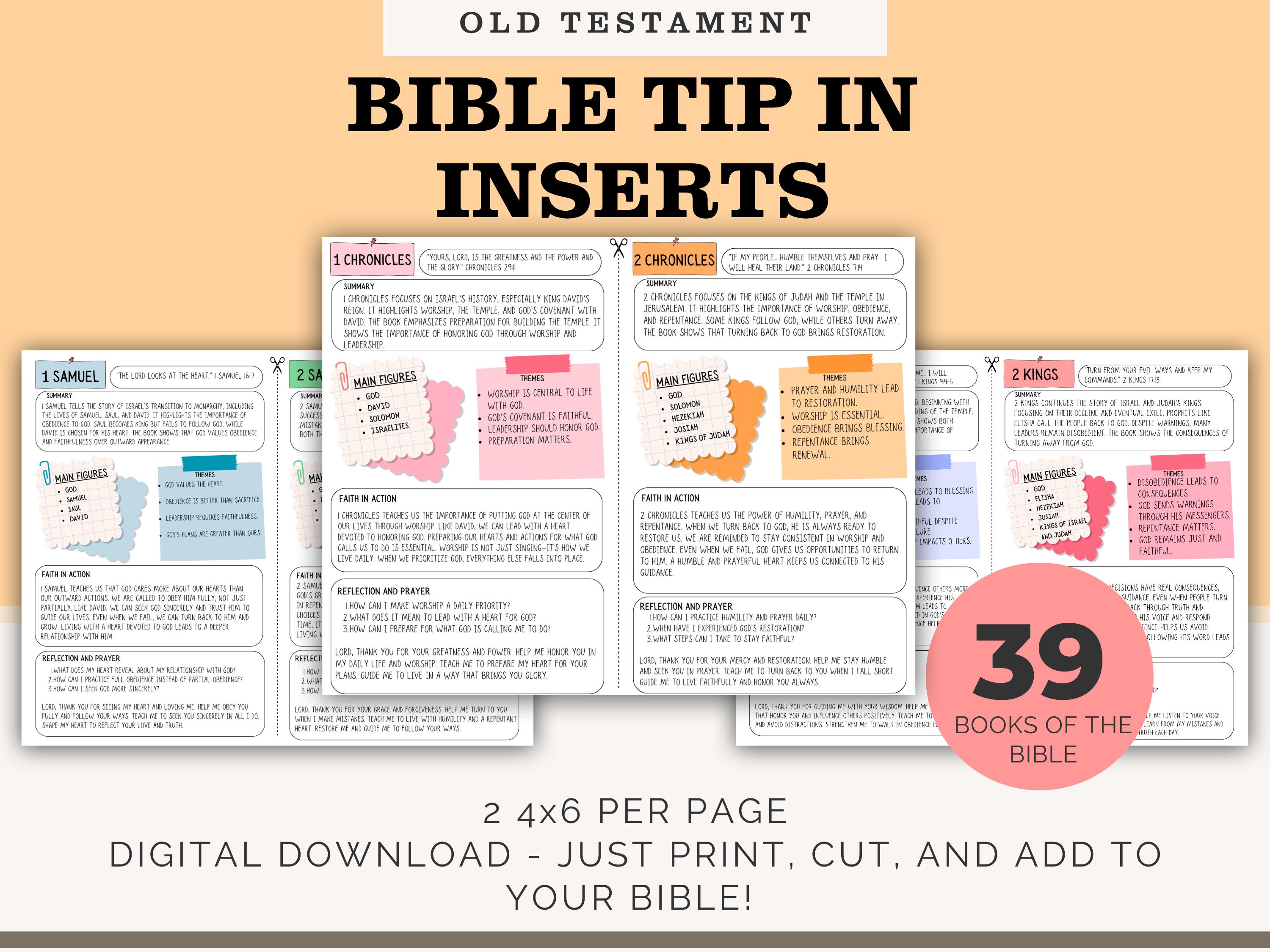 Old Testament Bible Study Tip-ins | Printable Journal Inserts (digital ...
