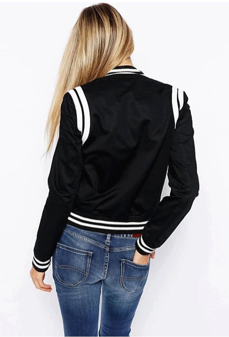 Ladies Varsity Jacket Bomber Jacket Gift For Her Wool Etsy