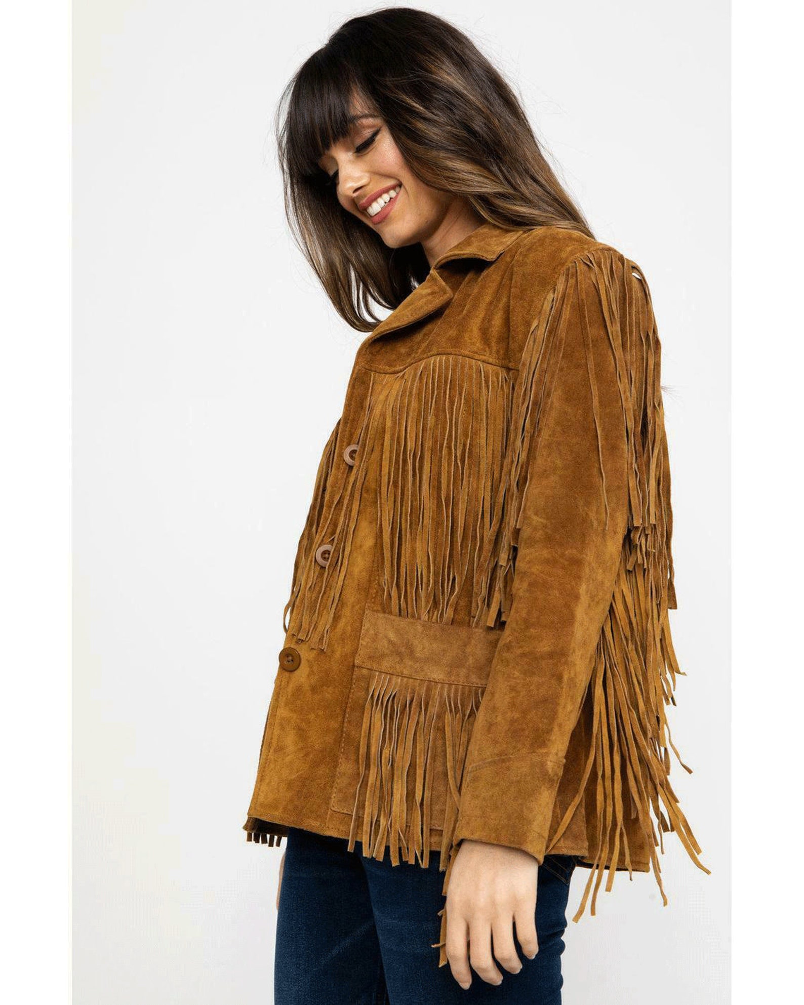 Veste en cuir à franges pour femmes veste en cuir de daim Etsy France