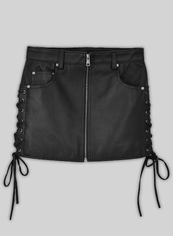 Women Leather Shorts Side Lace-up 