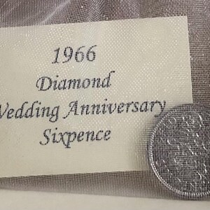 1966 Sixpence Diamond Wedding Anniversary Gift - in Organza Gift Bag - for 60th Card - Traditional Keepsake Gift - 60 Years - Nostalgic Coin image 7