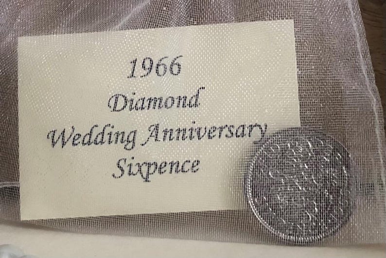 1966 Sixpence Diamond Wedding Anniversary Gift - in Organza Gift Bag - for 60th Card - Traditional Keepsake Gift - 60 Years - Nostalgic Coin image 7