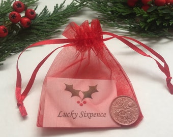 Lucky Silver Sixpence for Handmade Christmas Crackers - Secret Santa - Table Gift - Stocking Filler - Lucky Charm -Lottery Scratch Card Coin
