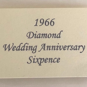 1966 Sixpence Diamond Wedding Anniversary Gift - in Organza Gift Bag - for 60th Card - Traditional Keepsake Gift - 60 Years - Nostalgic Coin image 8