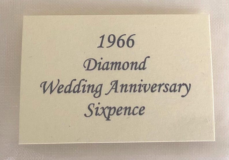 1966 Sixpence Diamond Wedding Anniversary Gift - in Organza Gift Bag - for 60th Card - Traditional Keepsake Gift - 60 Years - Nostalgic Coin image 8