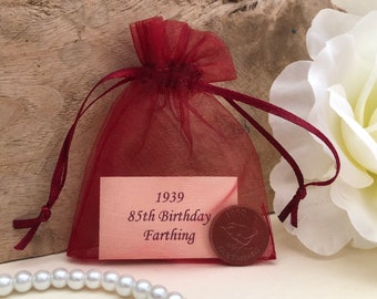 85th Birthday 1939 Farthing in Organza Gift Bag - for 85th Birthday Card - Birth Year Coin (for Male or Female) - George VI Coin