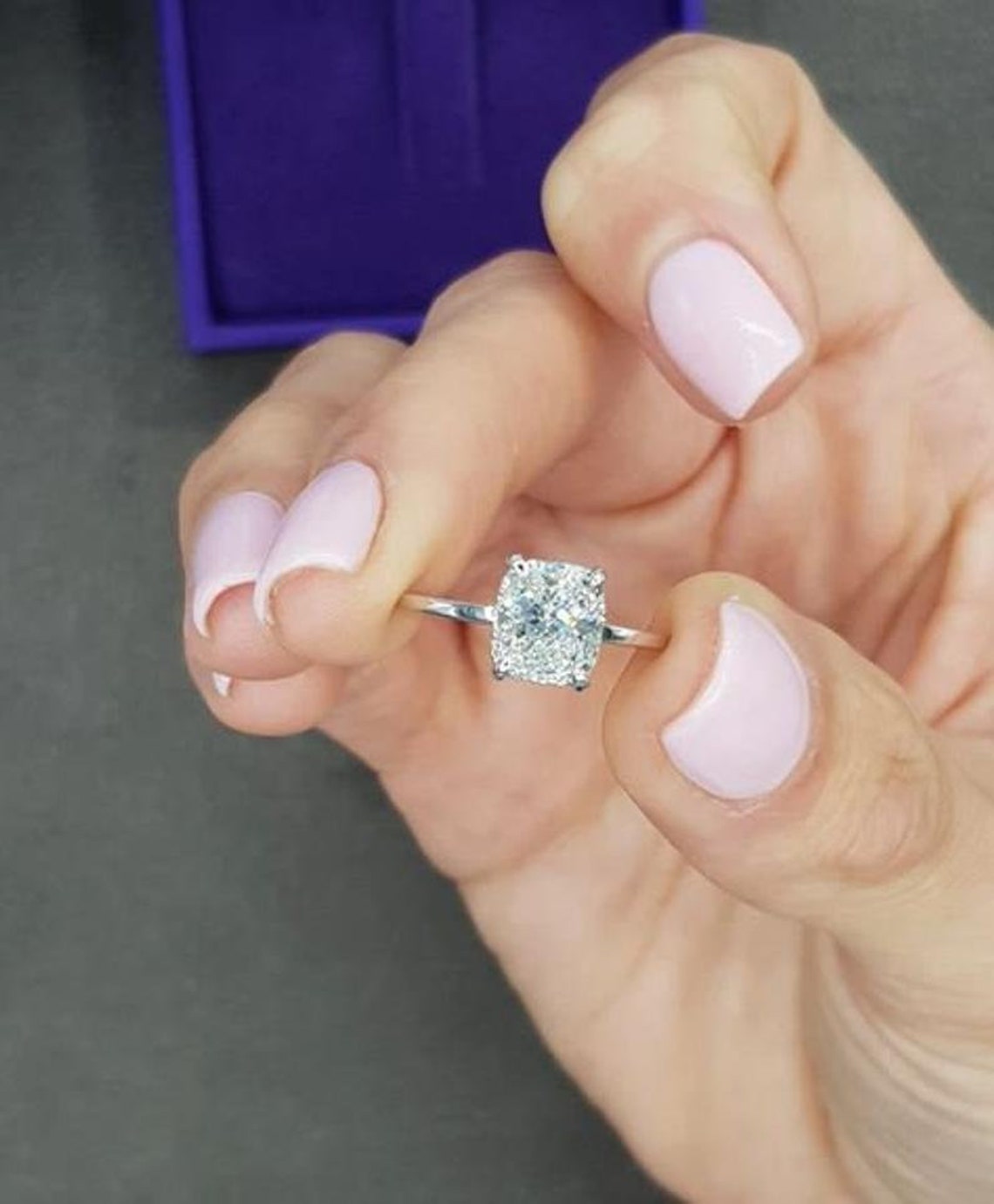 3 CT Elongated Cushion Cut Moissanite Engagement Ring 14K Etsy