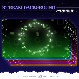 Cyber Pulse VTuber Stream Background | Customisable Overlay, Loading Screen (6 Colours)