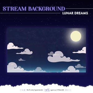 Lunar Dreams – Moonlit Sky VTuber Stream Background | Cloud Overlay & Chill Aesthetic for Twitch