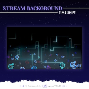 Futuristic Time Shift – Cyberpunk Stream Background for VTubers | Neon Tech Overlay for Twitch