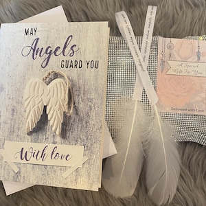 Carte Des plumes apparaissent lorsque les anges sont proches - Cadeaux en plumes d'ange - Cadeau commémoratif de la perte d'un être cher