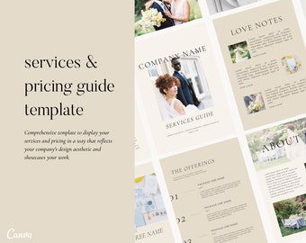 Services & Pricing Guide Template - Beige Version, Wedding Planner Services Template, Canva Services Template, Wedding Vendor Services Guide